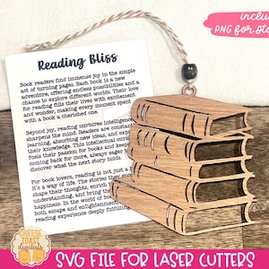 Leseglück - Story Card Ornament SVG, Bookish svg, Autoanhänger, Stapel Bücher Ornament SVG, Buch Story Card SVG, Geschenk für Bücherleser