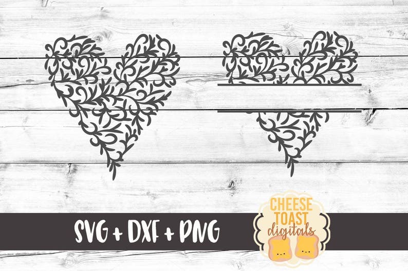 Download Split Heart SVG Flourish Heart SVG Valentine's Day Svg | Etsy
