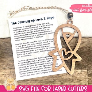 Die Reise der Liebe und Hoffnung - Story Card Ornament SVG, Geschenk der Stärke, Autoanhänger, Cancer Ribbon Ornament SVG, Cancer Story Card SVG