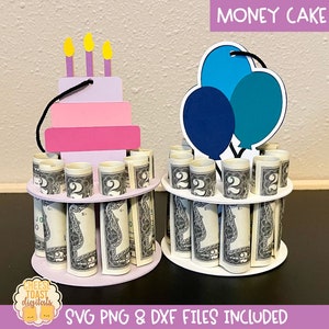 Pacchetto SVG torta di soldi di compleanno, torte di soldi in cartoncino, porta soldi SVG, porta contanti, regalo di compleanno fai da te, Cricut, Silhouette