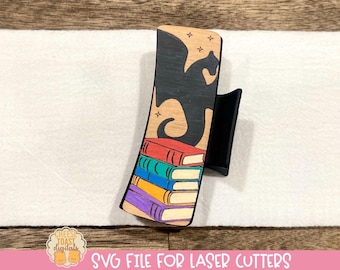 Claw Clip SVG, Dragon Hair Clip SVG, Book Lover Hair Clip Laser File, Reading Laser Hair Clip SVG, Laser Claw Clip Designs