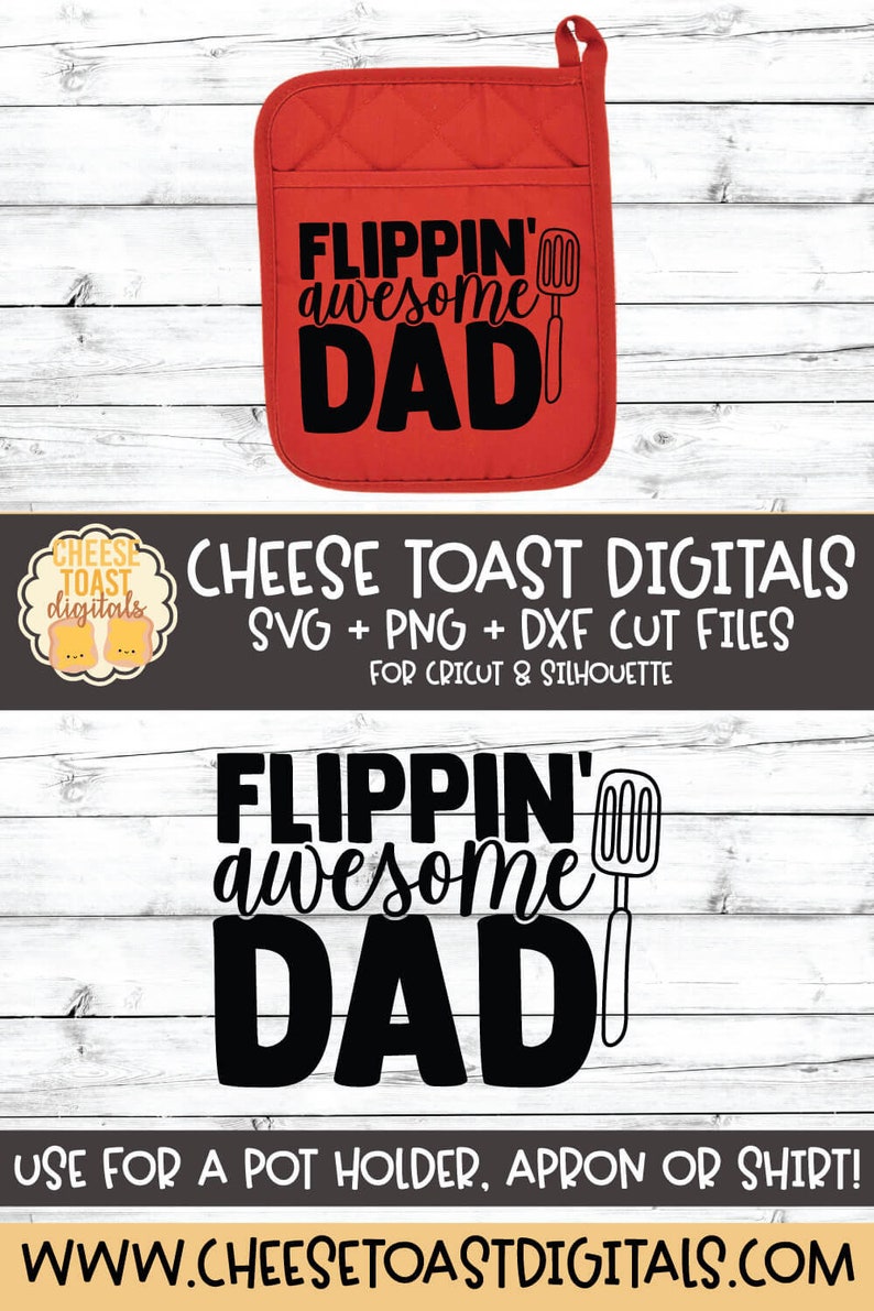 Download Flippin' Awesome Dad SVG PNG DXF Cut Files Dad Pot Holder | Etsy