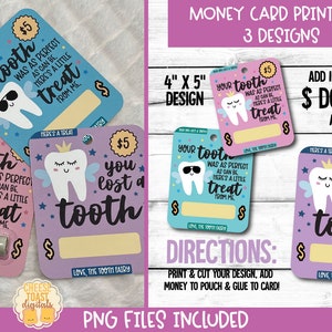 Carte d’argent printable Tooth Fairy, Carte d’argent, Porte-monnaie Tooth Fairy, Porte-carte cadeau, Print-Then-Cut, Cadeau Tooth Fairy, Fichier PNG