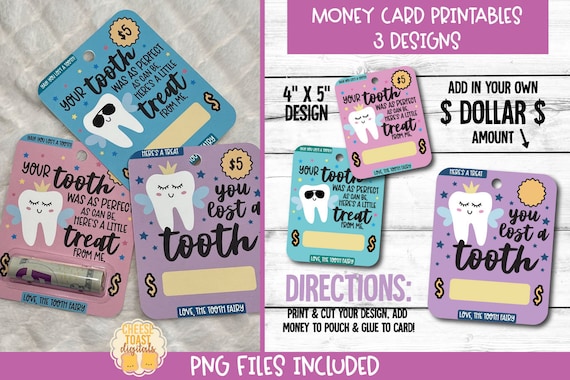 Printable Tooth Fairy Money Card Money Card Tooth Fairy - Etsy