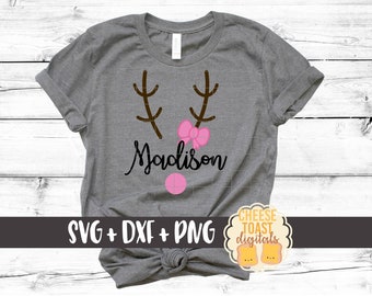 Reindeer Svg, Girl Reindeer Svg, Personalized Reindeer, Monogram Reindeer, Antler Svg, Christmas Svg, Deer Svg, Cricut, Silhouette