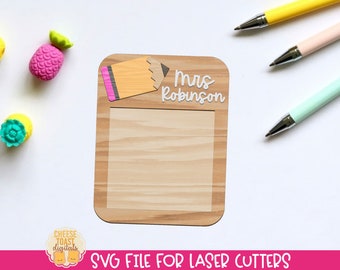 Sticky Note Holder SVG - Teacher Laser SVG, Teacher Appreciation Pencil Gift