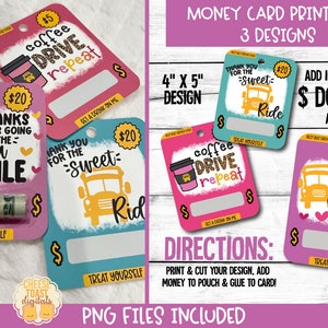 Druckbare Busfahrer Karte, Geldkarte, Lehrer Wertschätzung Geschenk, Geschenk Kartenhalter, Print-Then-Cut, Geschenk für Schulbusfahrer, PNG Datei