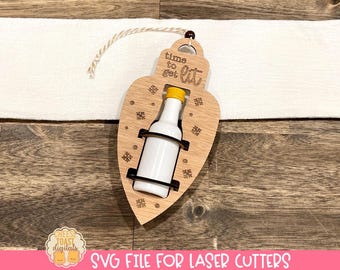 Shooter Liquor Bottle Holder Ornament SVG, Shot Bottle Ornament SVG, Funny Alcohol Christmas Gift, Mini Bottle Carrier