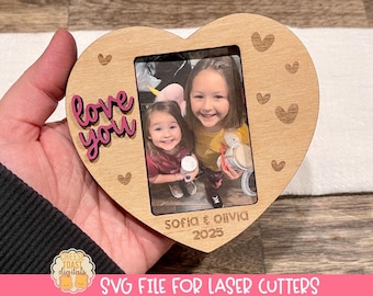 Heart Photo Frame Magnet SVG, Magnet Laser SVG, Laser Files for Valentine's Day, Laser Magnet Files, Magnet SVG