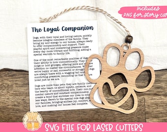 The Loyal Companion - Story Card Ornament SVG, Dog Ornament SVG, Pet Car Charm, Paw Print Laser Ornament, Inspirational Story Card SVG