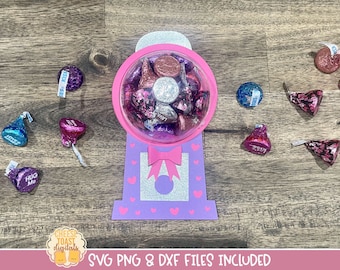 Cúpula de caramelo del Día de San Valentín SVG, Titular de caramelo de bola de goma SVG, Favor de fiesta, Regalo de San Valentín, Archivos cortados, Cricut, Silueta