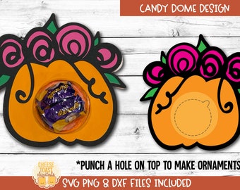Pumpkin Candy Dome SVG, Candy Ornaments SVG, Thanksgiving Party Favor, Fall Gift, Turkey Candy Holder, Paper Ornament, Cricut, Silhouette