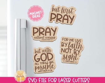 Religious Kitchen Magnet SVG, Laser Magnet File, Christian Laser Cut Files, Bible Verse Fridge Magnets, Kitchen Laser SVG, Magnet Designs