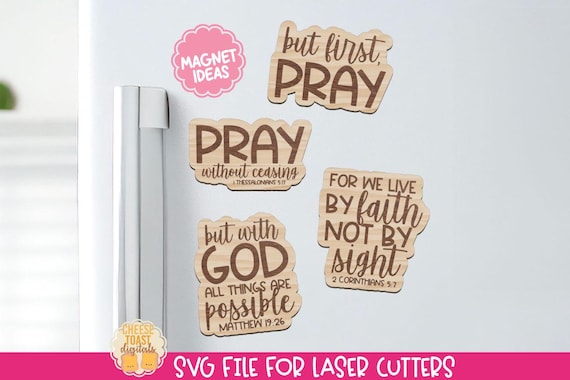 Religious Kitchen Magnet SVG, Laser Magnet File, Christian Laser Cut Files, Bible Verse Fridge Magnets, Kitchen Laser SVG, Magnet Designs