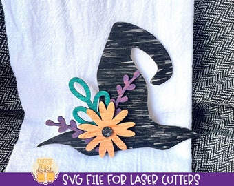Witch Hat SVG - Halloween Laser SVG, Laser Floral Fall Cutting Files