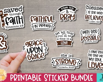 Christian Stickers, 10 Leopard Print Printable PNG Files, Digital Download, Religious, Quotes and Sayings, Print and Cut Cricut Silhouette