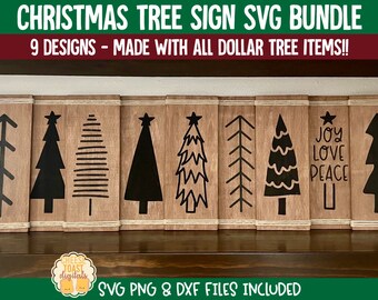 Dollar Tree Christmas Tree Signs SVG Bundle, Christmas Design, Christmas Tree Sign, Holiday DIY, Christmas Gift, Cricut, Silhouette