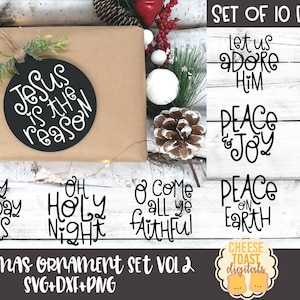 Download Christmas Ornament Wood Round Svg Set Of 10 Christmas Etsy
