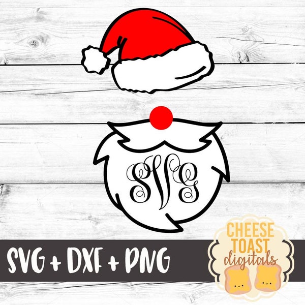 Santa Monogram, Santa Svg, Santa Face Svg, Santa Hat Svg, Personalized Santa, Christmas Monogram, Christmas Svg, Cricut, Silhouette