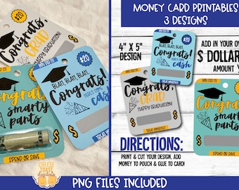Carte de graduation imprimable, Carte d’argent, Carte de graduation amusante, Porte-monnaie, Porte-carte-cadeau, Print-Then-Cut, Cadeau pour diplômé, Fichier PNG
