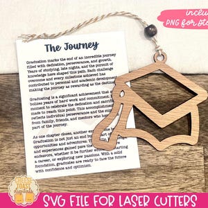 The Journey - Enfeite de cartão de história SVG, presente para formandos, pingente de carro, presente de formatura, formatura a laser SVG