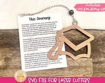The Journey - Story Card Ornament SVG, Gift for Graduates, Car Charm, Graduation Gift, Laser Graduation SVG