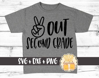 Peace Out Second Grade, End of School Svg, Letzter Tag der zweiten Klasse Svg, Letzter Schultag Svg, 2. Klasse Svg, Svg für Cricut, Silhouette