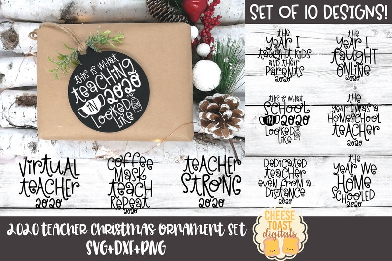 Download 2020 Christmas Teacher Ornament Wood Round SVG Set of 10 ...