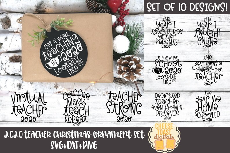 Download 2020 Christmas Teacher Ornament Wood Round SVG Set of 10 ...