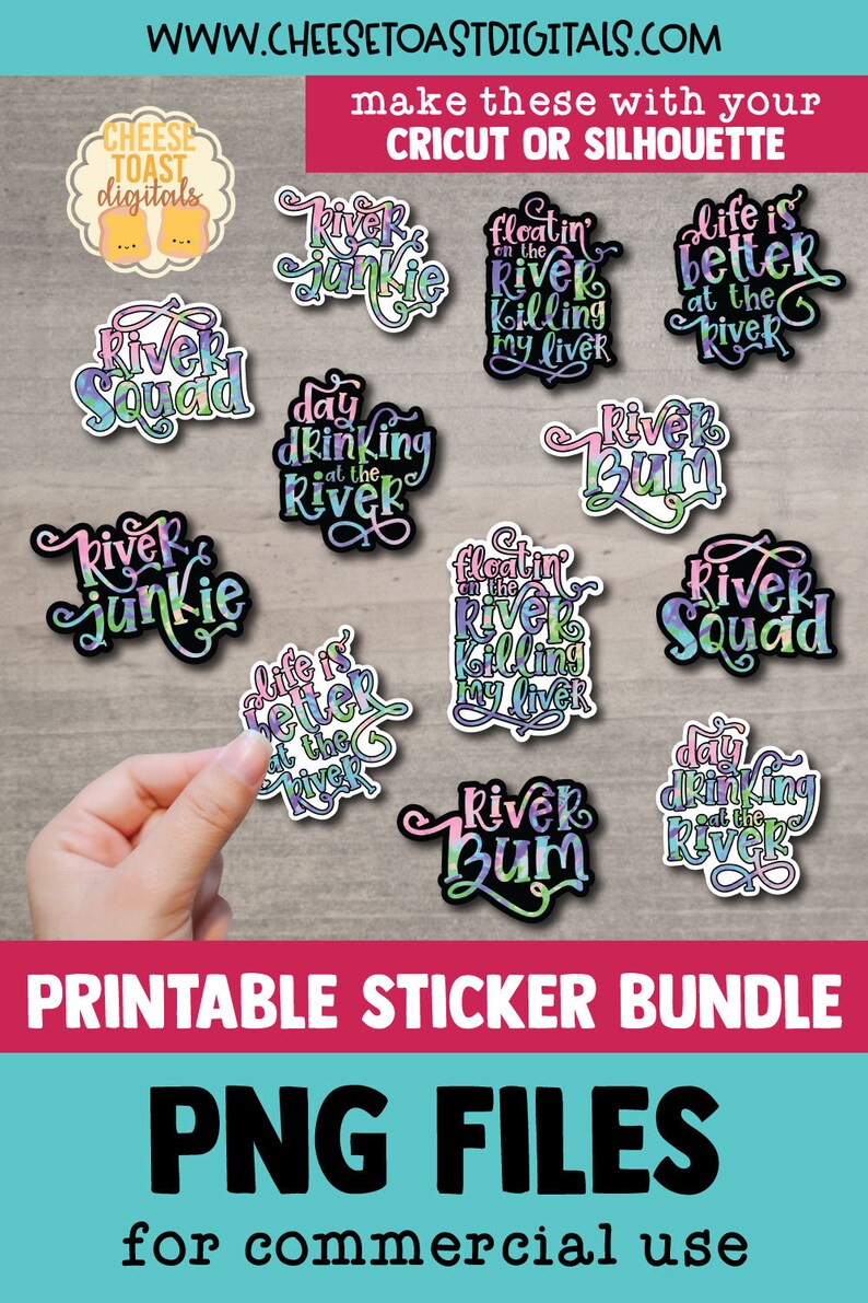Small River Sticker River Stickers, 12 Tie Dye Printable PNG Files, Digital Download, Funny ...