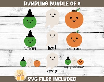 Halloween Dumpling SVG Bundle, Cute Spooky svg, Kawaii Pumpkin Ghost Witch svg, Halloween Cricut Cut Files, Fall SVG Bundle