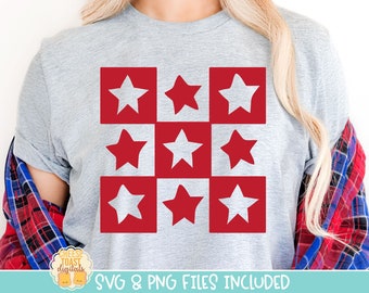 Retro Star SVG, Retro Fourth of July SVG, Patriotic Svg, Memorial Day PNG, Checkered, Trendy Summer Shirts, Svg Files for Cricut, Silhouette