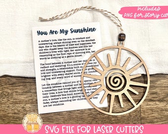 You Are My Sunshine - Story Card Ornament SVG, Gift for Mom, Car Charm, Gift for Daughter, Laser Christmas Ornament SVG, Story Card SVG