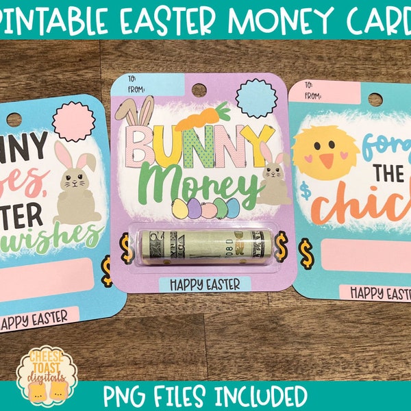 Easter Money Cards, Printable Card, Money Card, Easter Money Holder, Gift Card Holder, Print-Then-Cut PNG, Cricut, Silhouette