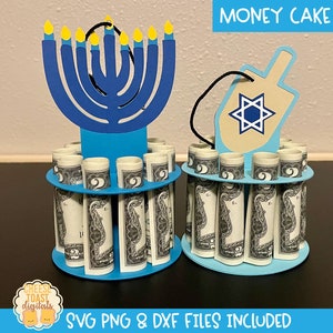 Hanukkah Geldkuchen SVG Bundle, Kartenstock Geldkuchen, Geldhalter SVG, Geldhalter, Menorah, Dreidel, Cricut, Silhouette