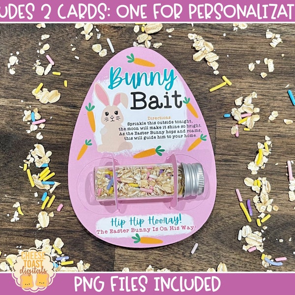 Bunny Bait Card PNG, Egg Shaped Bunny Food Printable PNG File, Easter Card, Easter Magic, DIY, Print-Then-Cut, Cricut, Silhouette