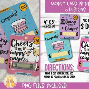 Tarjeta de boda imprimible, tarjeta de dinero, diseño de felicitaciones, titular de tarjeta de regalo, impresión y corte, regalo de boda, archivo PNG, celebrar