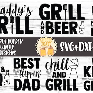 Dad Pot Holder SVG Bundle, Grill Oven Mitt Svg, Father&#39;s Day Gift, Grilling, BBQ, Kitchen, Barbecue, Svg Files for Cricut, Silhouette
