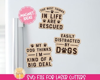 Magnetlaser SVG - Roliga hundcitat SVG, lasermagnetfiler, roliga magneter