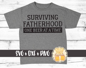ビールを一杯飲みながら父親業を乗り切る SVG PNG DXF カット ファイル、父の日デザイン、お父さんシャツ、SVG ファイル、Cricut 用 SVG、シルエット