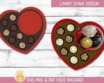 Valentine's Day Candy Dome SVG, Candy Holder SVG, Box of Chocolates, Party Favor, Valentine Gift, Candy Bauble Ornament, Cricut, Silhouette