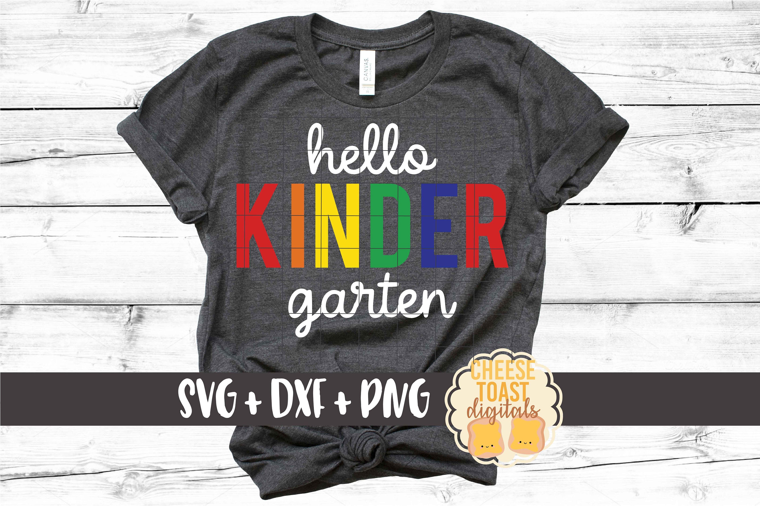 Rainbow Hello Kindergarten SVG PNG DXF Cut Files, Back to School Shirt ...