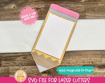 Teacher Note Pad Holder SVG - Teacher Appreciation Gift SVG, Pencil Laser SVG