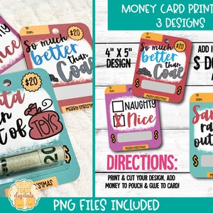 Printable Christmas Card, Money Card, Merry Christmas Design, Gift Card Holder, Print-Then-Cut, Stocking Stuffer, PNG File, Christmas Gift