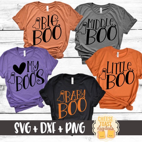 Love My Boos | Big Boo | Middle Boo | Little Boo | Baby Boo SVG PNG DXF Cut Files, Matching Family Halloween Shirts, Cricut, Silhouette
