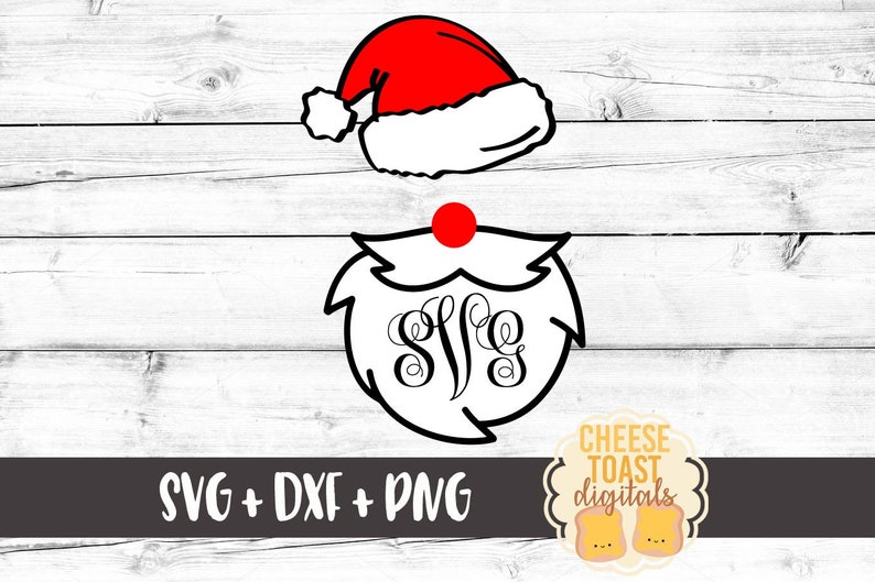 Personalized Santa Name Svg, Santa Svg, Santa Face Svg, Santa Hat Svg, Christmas Monogram, Christmas Svg, Cricut, Silhouette image 3