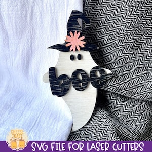 Ghost Laser SVG, Halloween Laser SVG, Laser Fall Cutting Files, Halloween Laser Projects, Wood Witch Hat, Floral Fall Laser Svg
