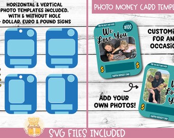 Photo Money Card Template SVG, Create Your Own Money Holder Card, Money Card Template, Blank Money Card, Gift Card Holder, Print-Then-Cut