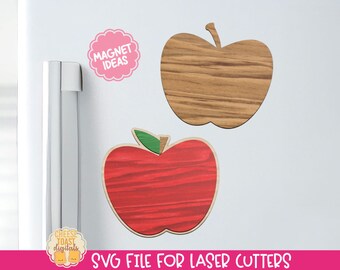 Apple Magnet SVG - Teacher Laser Files, School Personalized Name Magnet SVG