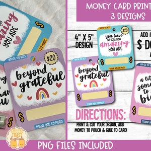 Printable Thank You Money Card, Thank You Card, Money Holder, Gift Card Holder, Print-Then-Cut, Gift of Appreciation, PNG File